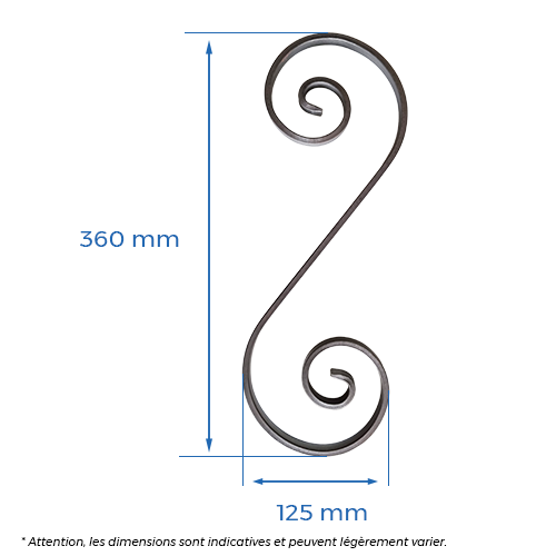 Volute H.360 x L.125mm - plat 16 x 4mm – Image 2