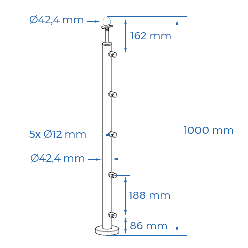 Poteau inox H.1m – Image 2